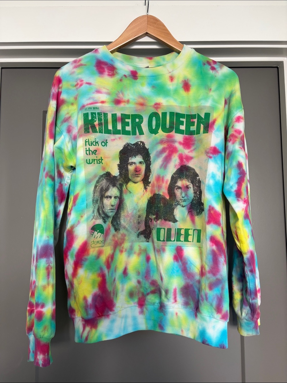 Custom Tie-Dye 'Killer Queen' flick of the Wrist Crewneck - One of a Kind